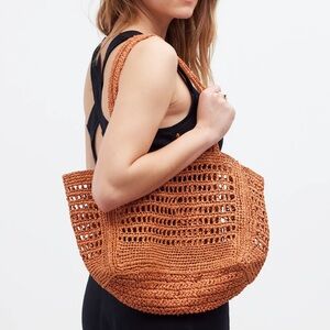NWT Madewell The Open-Crochet Straw Packable Tote